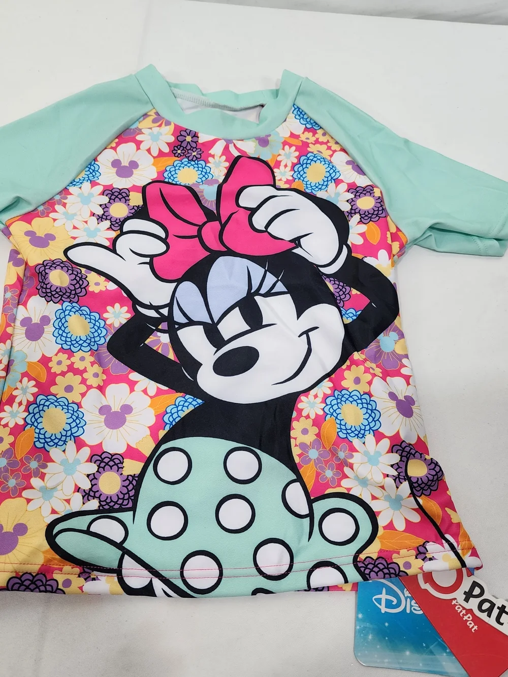 Disney PatPat Minnie Mouse Girls Rash Guard Swim Shirt Top Swimsuit Size 5-6 NWT